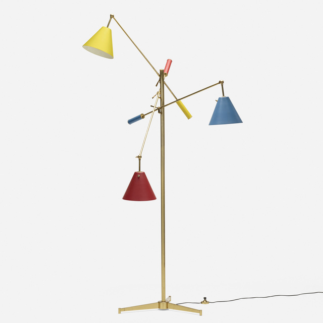 Angelo Lelii, ‘Triennale floor lamp, model 12128’, 1947, Design/Decorative Art, Brass, enameled aluminum, Rago/Wright