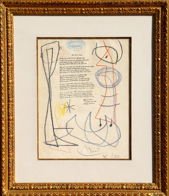 Joan Miró, ‘For Joan Miro (Drawing with Ruthven Todd Poem)’, 1966-1970, RoGallery
