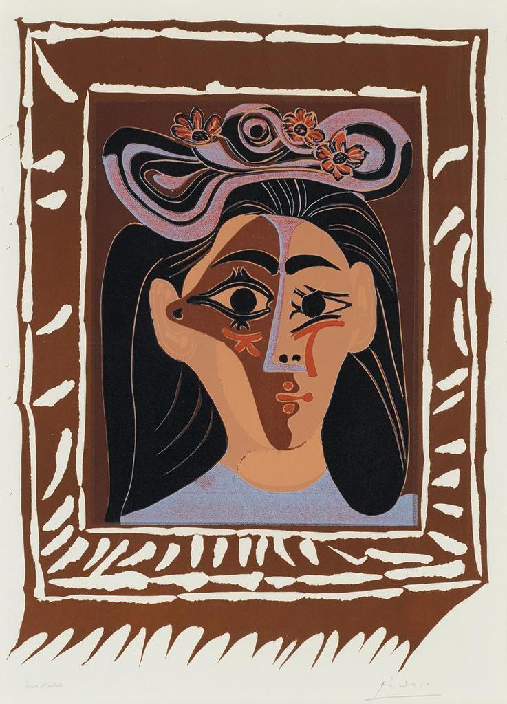 Pablo Picasso - JACQUELINE AU CHAPEAU À FLEURS II (BLOCH 1149; BA. 1304)