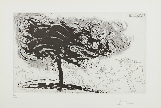 Pablo Picasso, ‘Arbre dans la tempête, avec fuite vers une église (Tree in the Storm, Escaping to a Church), plate 281, from 347 Series’, 1968, Phillips