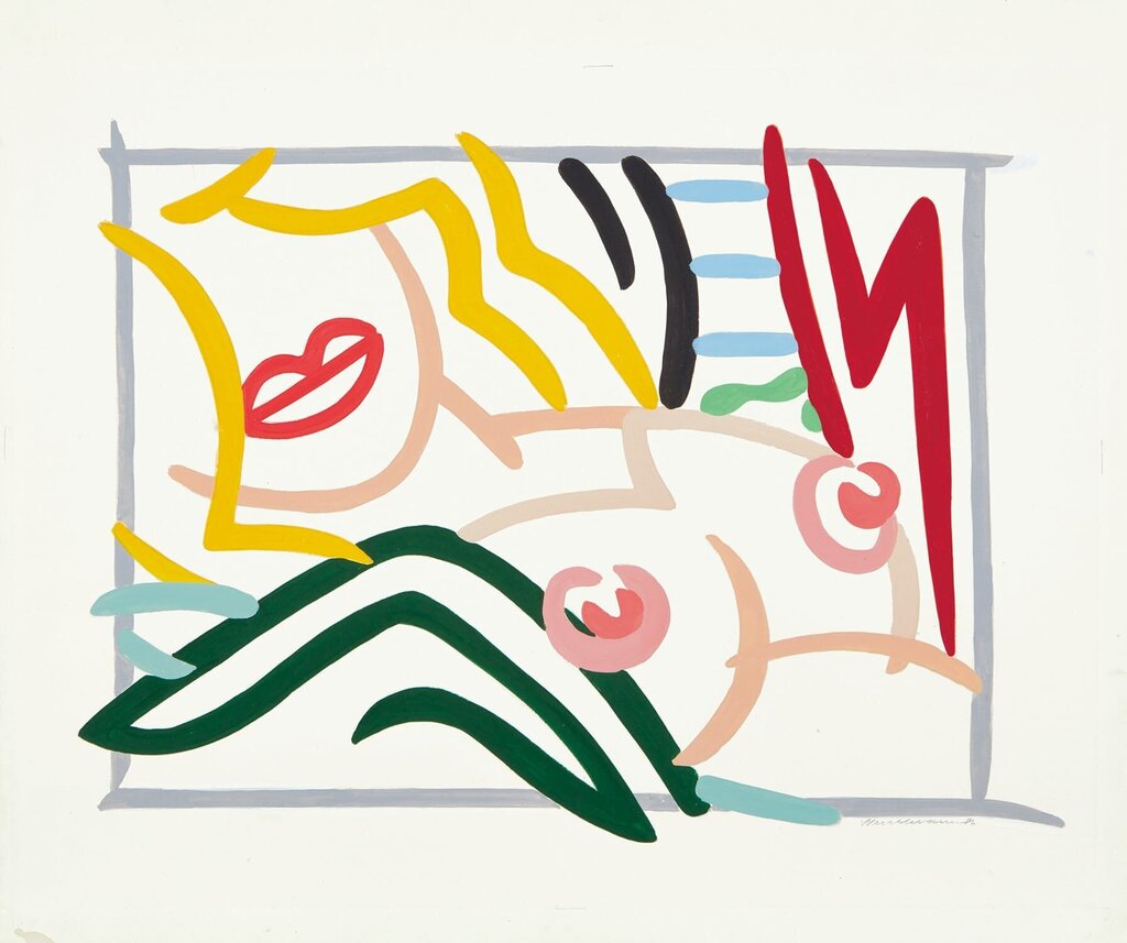 Tom Wesselman - Study for Bedroom Blonde, Black and Green Pillows