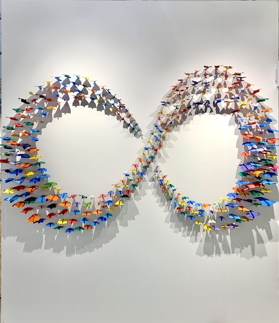 Daniele Sigalot, ‘306 Paper Planes Simultaneously Hitting the Wall ’, 2019, Sculpture, Acrylic Varnish on Aluminum, Contessa Gallery