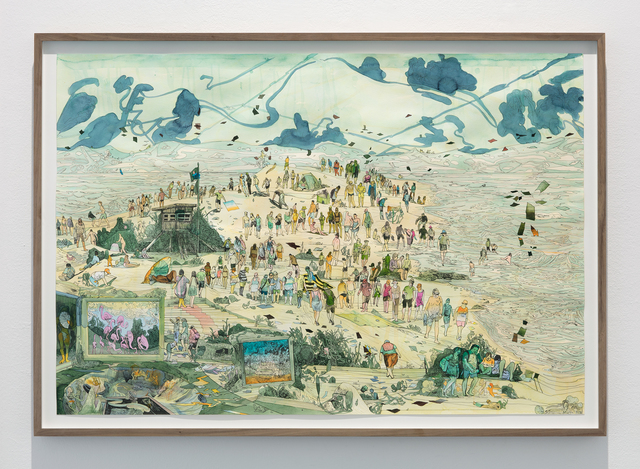 Peter Köhler, ‘A Day at the Beach’, 2019, Drawing, Collage or other Work on Paper, Ink and acrylic on paper, Galleri Magnus Karlsson