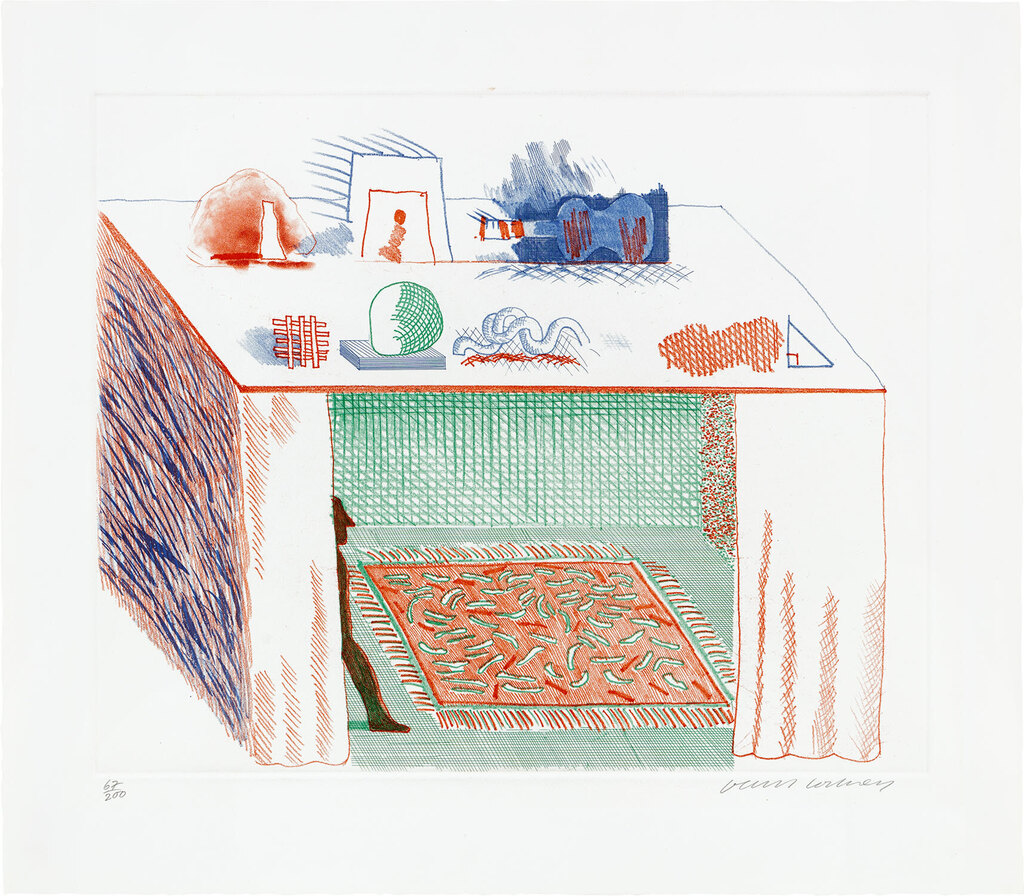 David Hockney - In a Chiaroscuro, plate 9 from The Blue Guitar (S.A.C 207, M.C.A.T. 186)