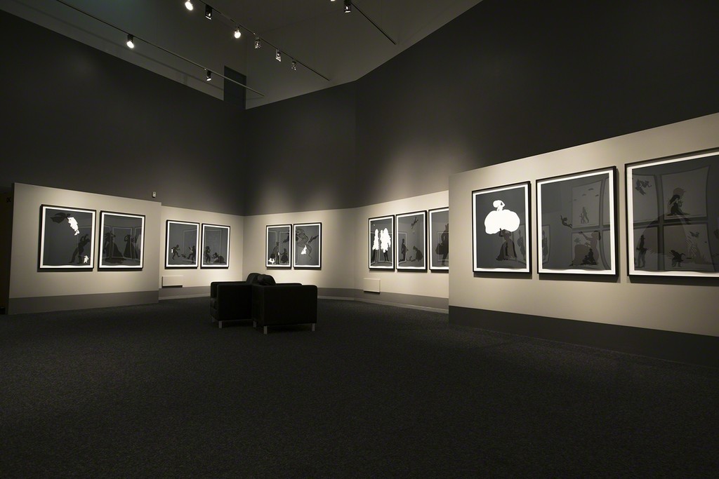 Installation view of "Emancipating the Past: Kara Walker's Tales of Slavery and Power" at Bellevue Arts Museum, Bellevue (2016) Courtesy of Bellevue Arts Museum Installation view of "Emancipating the Past: Kara Walker's Tales of Slavery and Power" at Bellevue Arts Museum, Bellevue (2016) Courtesy of Bellevue Arts Museum