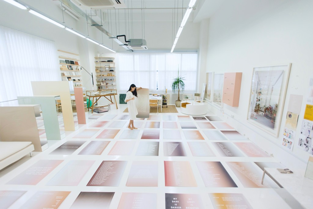 Dawn Ng, Studio Image 2017, Image Courtesy of the artist and Chan + Hori Contemporary, Singapore *Behind the scenes studio image - PERFECT STRANGER artwork test prints in shrunk dimensions to fit floor space Dawn Ng, Studio Image 2017, Image Courtesy of the artist and Chan + Hori Contemporary, Singapore *Behind the scenes studio image - PERFECT STRANGER artwork test prints in shrunk dimensions to fit floor space