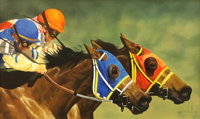 Ron Balaban, ‘RACING HORSES’, ca. 2000, Painting, OIL ON CANVAS, Gallery Art