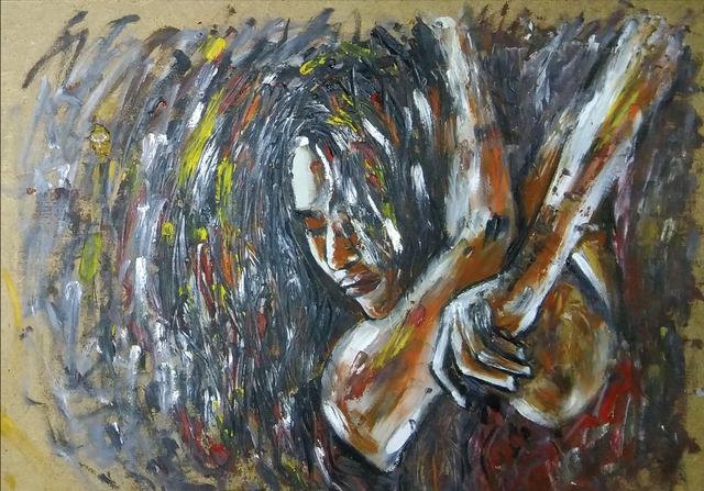 Doaa Farouk, ‘Freedom 4’, 2018, Painting, Oil on wood, Janet Rady Fine Art