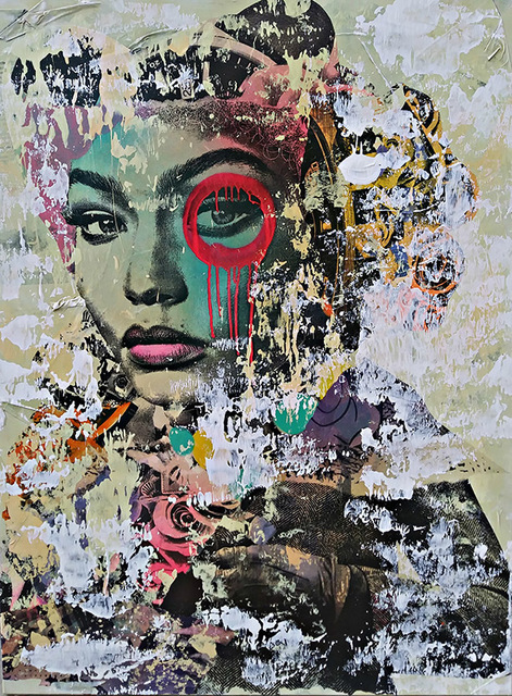 DAIN, ‘Lady Gigi’, 2018, Painting, Acrylic, spray paint, wheat paste on canvas, Avant Gallery