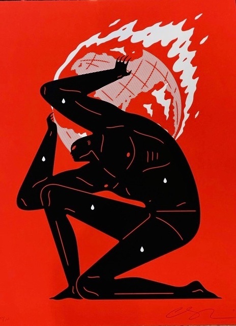 Cleon Peterson, ‘World on Fire (Red)’, 2020, Print, Hand pulled black and red screen print on 290 gsm Arches Rag paper with deckled edges. Artwork, Artsy x Forum Auctions
