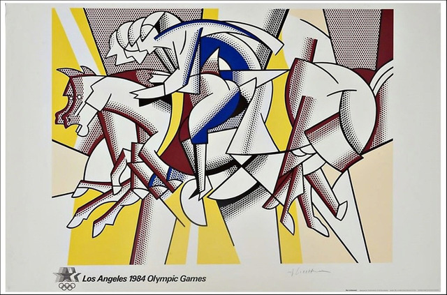 Roy Lichtenstein, ‘"The Red Horseman"also titled "The Equestrians" for the 1984 Los Angeles Olympia Games’, 1982, Print, Limited Run, Signed Original Period Poster, David Lawrence Gallery