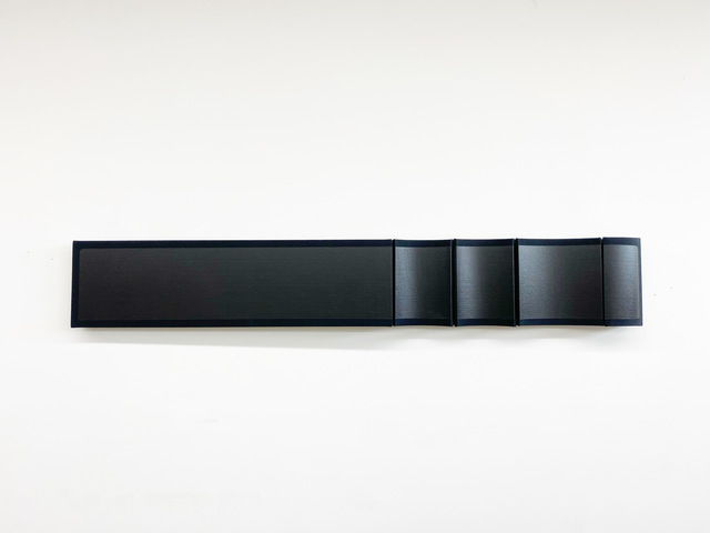 Robert William Moreland, ‘Untitled Monochrome Black Bar’, 2020, Sculpture, Dyed canvas on wooden panel with acrylic paint, tacks & leather hinges, g.gallery