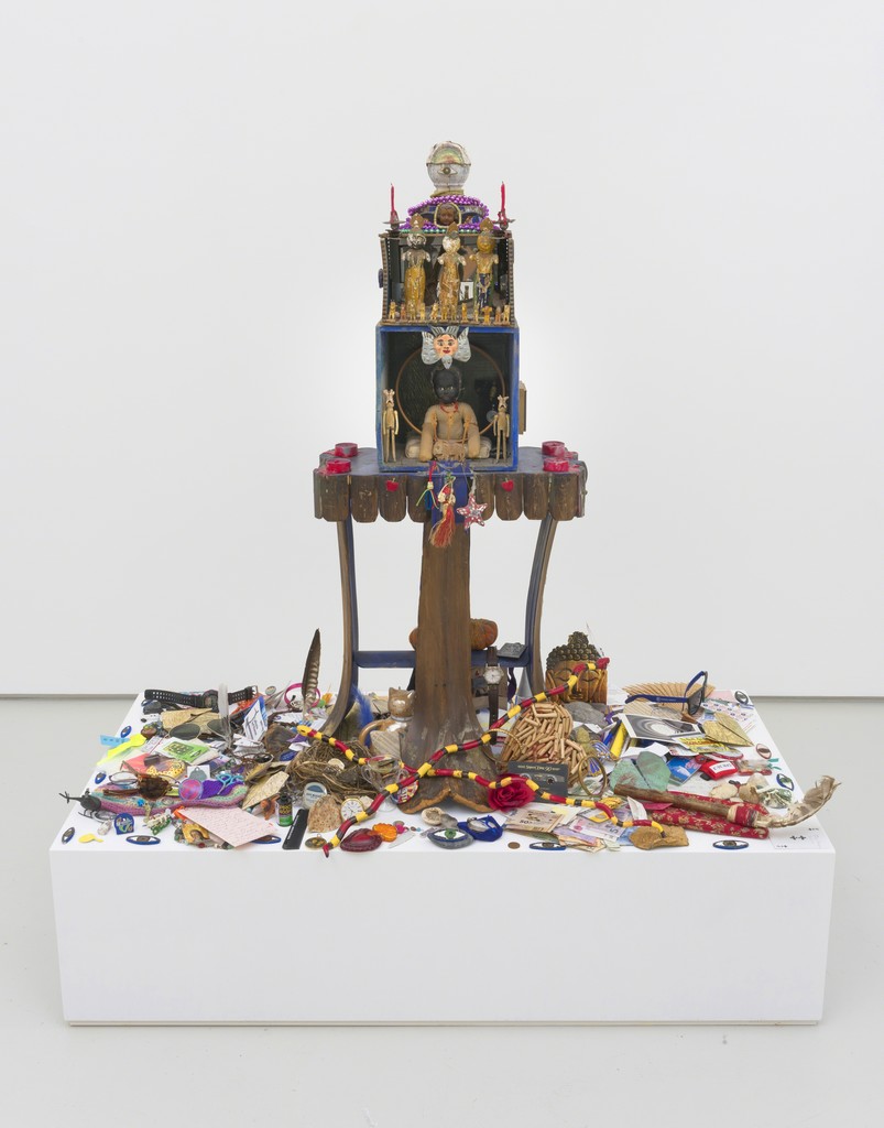 Betye Saar Mti, 1973, mixed media floor assemblage, 42.5 x 23.5 x 17.5 in (107.95 x 59.69 x 44.45 cm) Betye Saar Mti, 1973, mixed media floor assemblage, 42.5 x 23.5 x 17.5 in (107.95 x 59.69 x 44.45 cm)