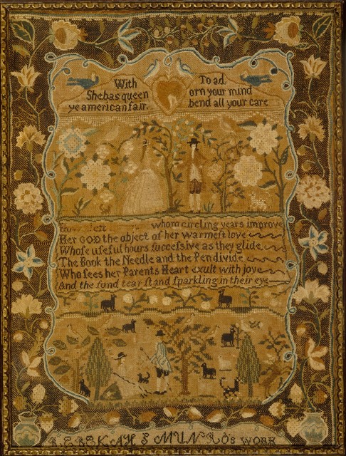 Rebekah S. Munro, ‘Embroidered sampler’, ca. 1791, The Metropolitan Museum of Art