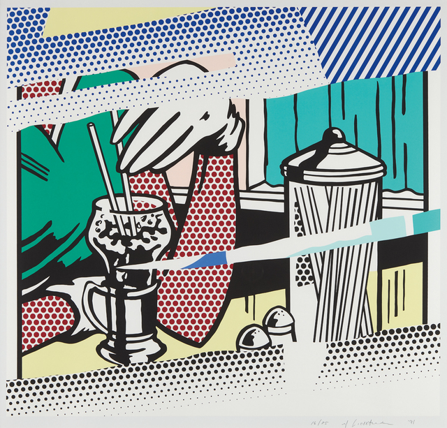 Roy Lichtenstein, ‘Reflections on Soda Fountain, from The Reflection Series’, 1991, Print, Screenprint in colors, on Rives BFK paper, with full margins, Phillips