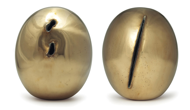 Lucio Fontana, ‘Concetto Spaziale Natura’, 1967, Sculpture, Polished brass, in 2 parts, Phillips