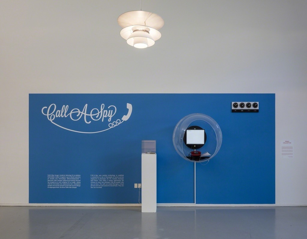 Peng! Collective, "Intelexit: Call-A-Spy", 2015. Installation. Installation view from 'Whistleblowers & Vigilantes, Kunsthal Charlottenborg, 2017. Photo by Anders Sune Berg. Peng! Collective, "Intelexit: Call-A-Spy", 2015. Installation. Installation view from 'Whistleblowers & Vigilantes, Kunsthal Charlottenborg, 2017. Photo by Anders Sune Berg.