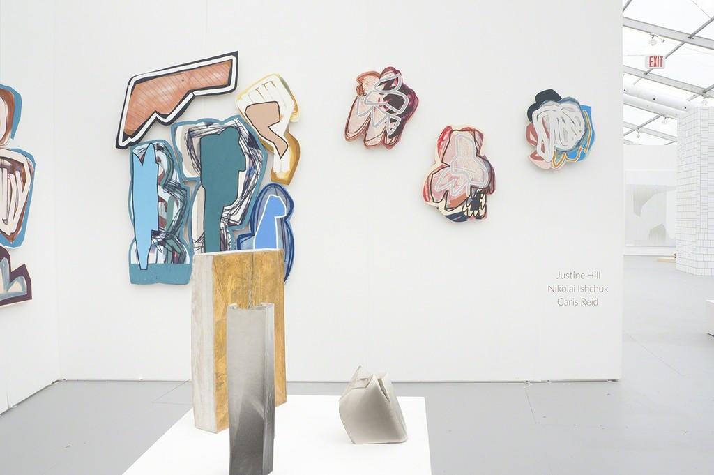 Installation view of booth B6. Justine Hill (paintings), Nikolai Ishchuk (sculptures). Installation view of booth B6. Justine Hill (paintings), Nikolai Ishchuk (sculptures).