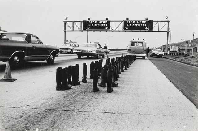 Eleanor Antin, ‘100 Boots At the Checkpoint, San Onofre California’, 1972, Richard Saltoun