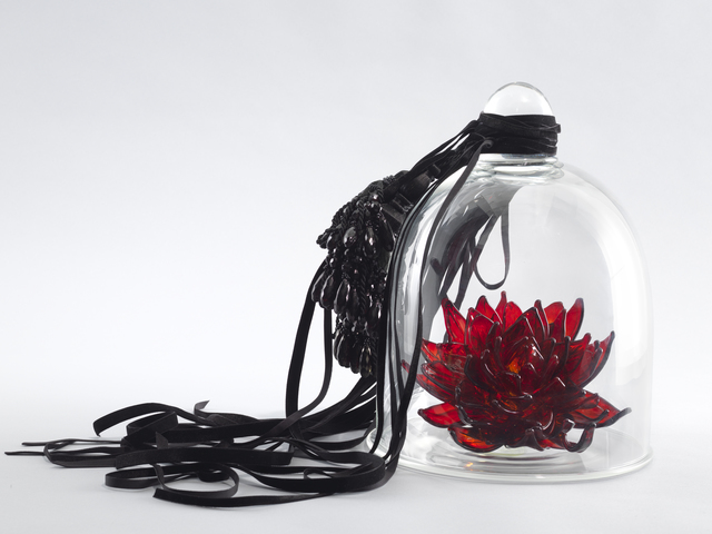 Petah Coyne, ‘Untitled #1396 (Catherine the Great)’, 2015, Sculpture, Hand-blown glass flower, velvet ribbon, tassels, glass vitrine, Galerie Lelong & Co.