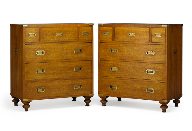 Ralph Lauren Pair Of Ralph Lauren Mahogany Campaign Chests