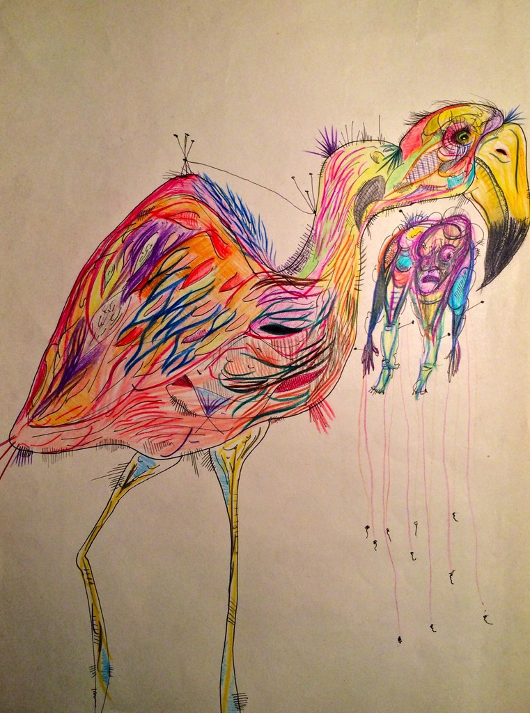 ALEXIS D CHAUNAC
Pink Flamingo
2009
Ink and color pencils on paper
14.1 x 10.4 in. ALEXIS D CHAUNAC
Pink Flamingo
2009
Ink and color pencils on paper
14.1 x 10.4 in.