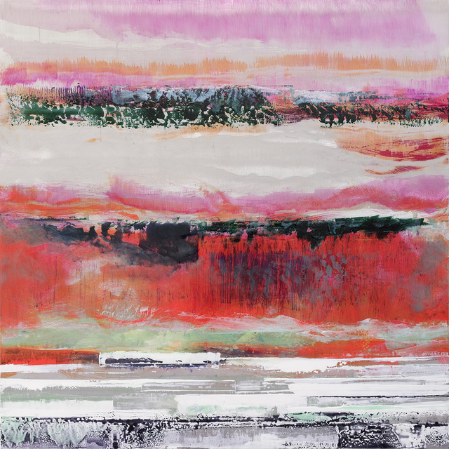 Bruno Kurz, ‘heavenly light in crimson’, 2018, Painting, Acrylic and oil on metal, Odon Wagner Gallery