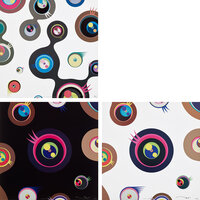 Takashi Murakami - Jellyfish Eyes White 2; Jellyfish Eyes Black 1; and Jellyfish Eyes White 1