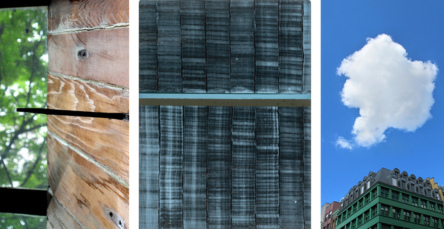 Juan Uslé, ‘Lunch Time, NY, 2015 - Habitación Mineral, Benissa, 2018 - Nube Narciso, Berlín, 2015’, 2015/2018, Photography, 3 parts work, pigmented ink, Photo Rag Ultrasmooth 305g Hahnemühle, vinyl dispersion and pigments on canvas, Galerie Thomas Schulte
