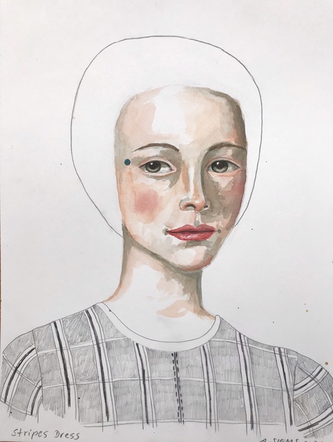 Anne Siems, ‘Striped Dress’, 2020, Drawing, Collage or other Work on Paper, Watercolor and mixed media on paper, Wally Workman Gallery