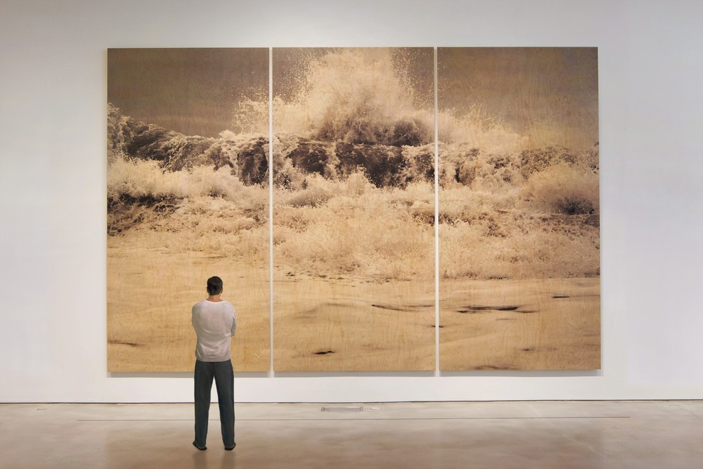 Clifford Ross: Wave LIV (Wood), triptych, 2017. Cured inkjet print on wood 148 x 225". Clifford Ross: Wave LIV (Wood), triptych, 2017. Cured inkjet print on wood 148 x 225".