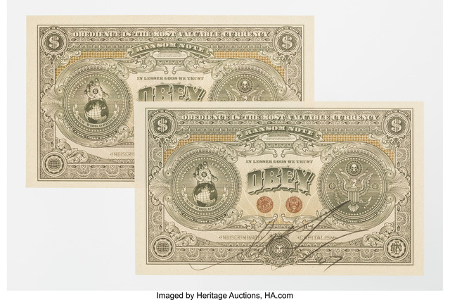 Shepard Fairey (OBEY), ‘Two Sides of Capitalism (Good/Bad) (two works)’, 2007, Heritage Auctions