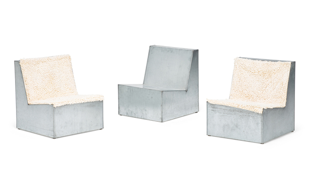 James Hyde, ‘Three Steel Chairs’, 1998, Design/Decorative Art, Galvanized steel, two with cotton mat, Rago/Wright