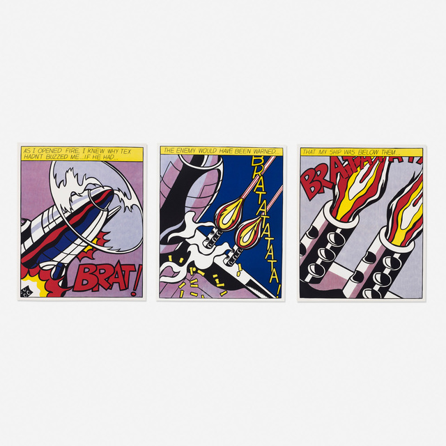 Roy Lichtenstein, ‘As I Opened Fire poster (triptych)’, 1966, Rago/Wright