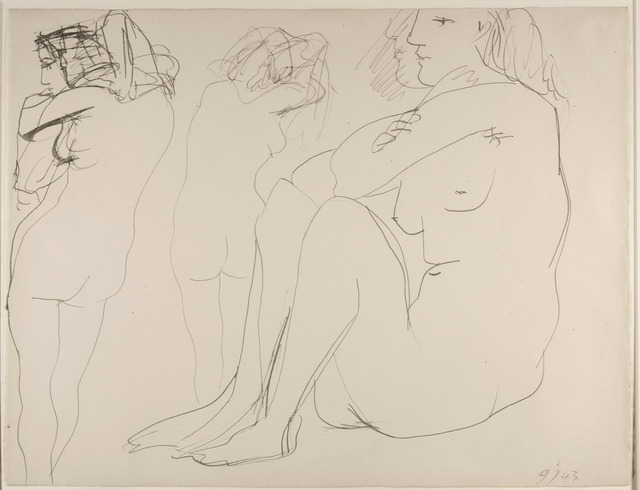 Pablo Picasso, ‘Trois femmes nues’, 1943, Drawing, Collage or other Work on Paper, India ink on paper, Gagosian