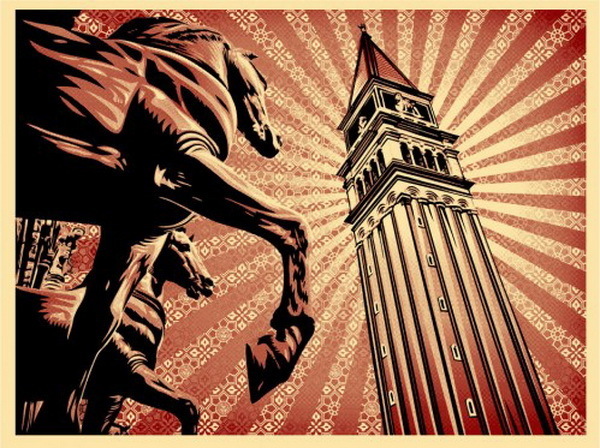 Shepard Fairey, ‘Horses Of Saint Marc’, 2009, Print, Screen Print on Creme Paper Speckle Tone, New Union Gallery