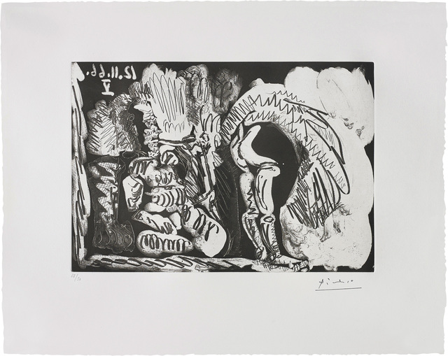 Pablo Picasso, ‘Fumeur de pipe et femme retroussant son jupon (Pipe-Smoker and Woman Trussing her Petticoats)’, 1966, Phillips