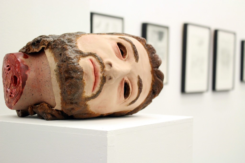 Jim Shaw, Dream Object (In a parking structure I found the Jesus mask with a sun burnt Chicano's head inside), 2007, 6x8-1/2 x 10-1/2 inches (Gallery Metro Pictures) Jim Shaw, Dream Object (In a parking structure I found the Jesus mask with a sun burnt Chicano's head inside), 2007, 6x8-1/2 x 10-1/2 inches (Gallery Metro Pictures)