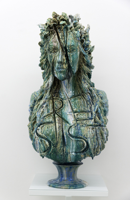 Anne Wenzel, ‘Under Construction (Resist/ Petrol)’, 2018, Sculpture, Ceramics, white iron plinth, Akinci