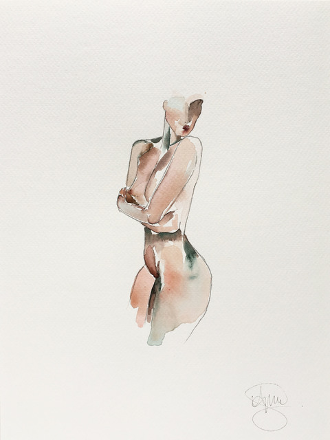 Andrea Hurtarte, ‘Feeling myself’, 2019, Drawing, Collage or other Work on Paper, Watercolor on paper, Uncommon Beauty Gallery