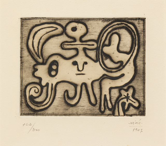 Joan Miró, ‘Femme et Oiseau devant la Lune (from Laurels Number One)’, 1947, Hindman