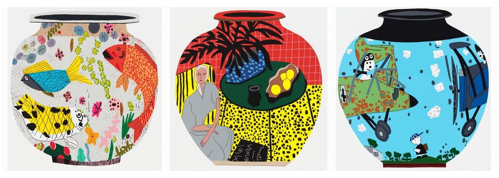 Jonas Wood - (i) Fish Pot; (ii) Matisse Pot 4; (iii) Snoopy Pot