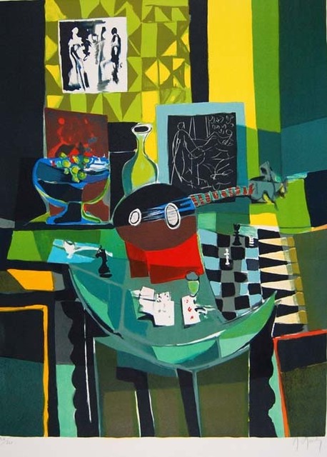Marcel Mouly, ‘Mandole sur Table a Jeux ’, 1988, Print, Lithograph on Arches Paper, Baterbys