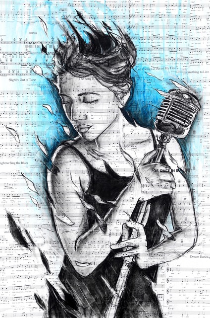 Robert Lebsack, ‘Throw Off My Sorrow’, 2021, Painting, Acrylic, Charcoal, and Ink on Sheet Music on Wood Panel, Artspace Warehouse