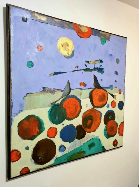 Ammar Alnahhas, ‘Evening blackbirds, the mockingbird and his pair’, 2020, Painting, Mixed technique oil and acrylic and special sculpture paste, Renaissance Art Gallery