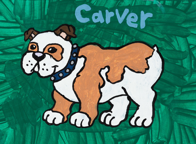 Yukari Sakura, ‘Carver the Bulldog’, 2013, Drawing, Collage or other Work on Paper, Acrylic on paper, Creativity Explored