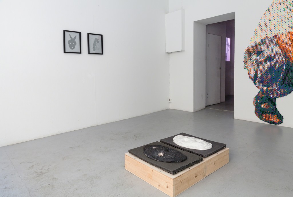 exhibition #3: (left) "In Folge I and II", stöckerselig (Basel), (background) "It's a Mügge life", video, Sebastian Mügge (Umea, SE) and (right) "like a sphere", Sibylle Feucht (Bonn, GER) exhibition #3: (left) "In Folge I and II", stöckerselig (Basel), (background) "It's a Mügge life", video, Sebastian Mügge (Umea, SE) and (right) "like a sphere", Sibylle Feucht (Bonn, GER)