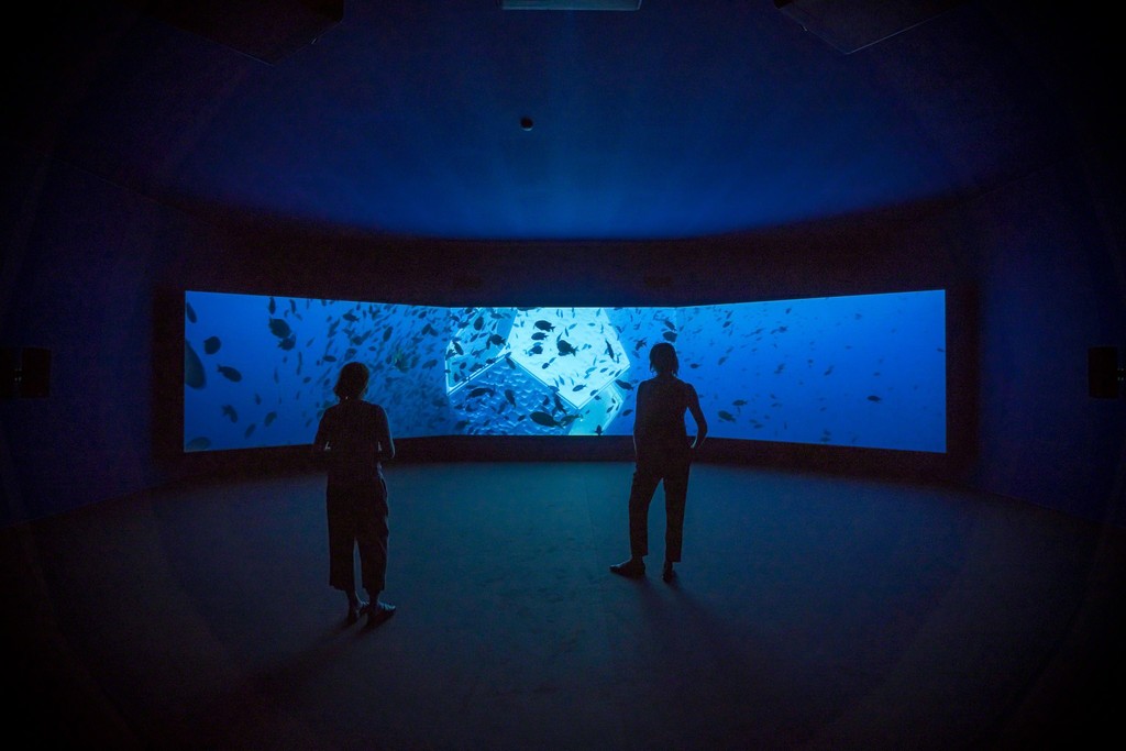 Installation view, Doug Aitken, Underwater Pavilions (video installation), 2017, Art Basel Unlimited, Basel, Stand U70 Hall 1, June 15-18, 2017. Installation view, Doug Aitken, Underwater Pavilions (video installation), 2017, Art Basel Unlimited, Basel, Stand U70 Hall 1, June 15-18, 2017.