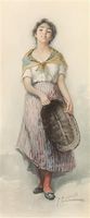 A young Italian woman with a wicker basket
