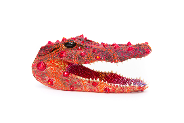 PJ Linden, ‘Pomegranate Gator’, 2020, Sculpture, Dimensional paint, Swarovski crystals (Florida) taxidermy alligator head, Paradigm Gallery + Studio